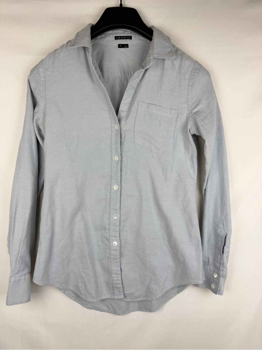 Theory women Pale Blue Casual Button-Down Shirt small
